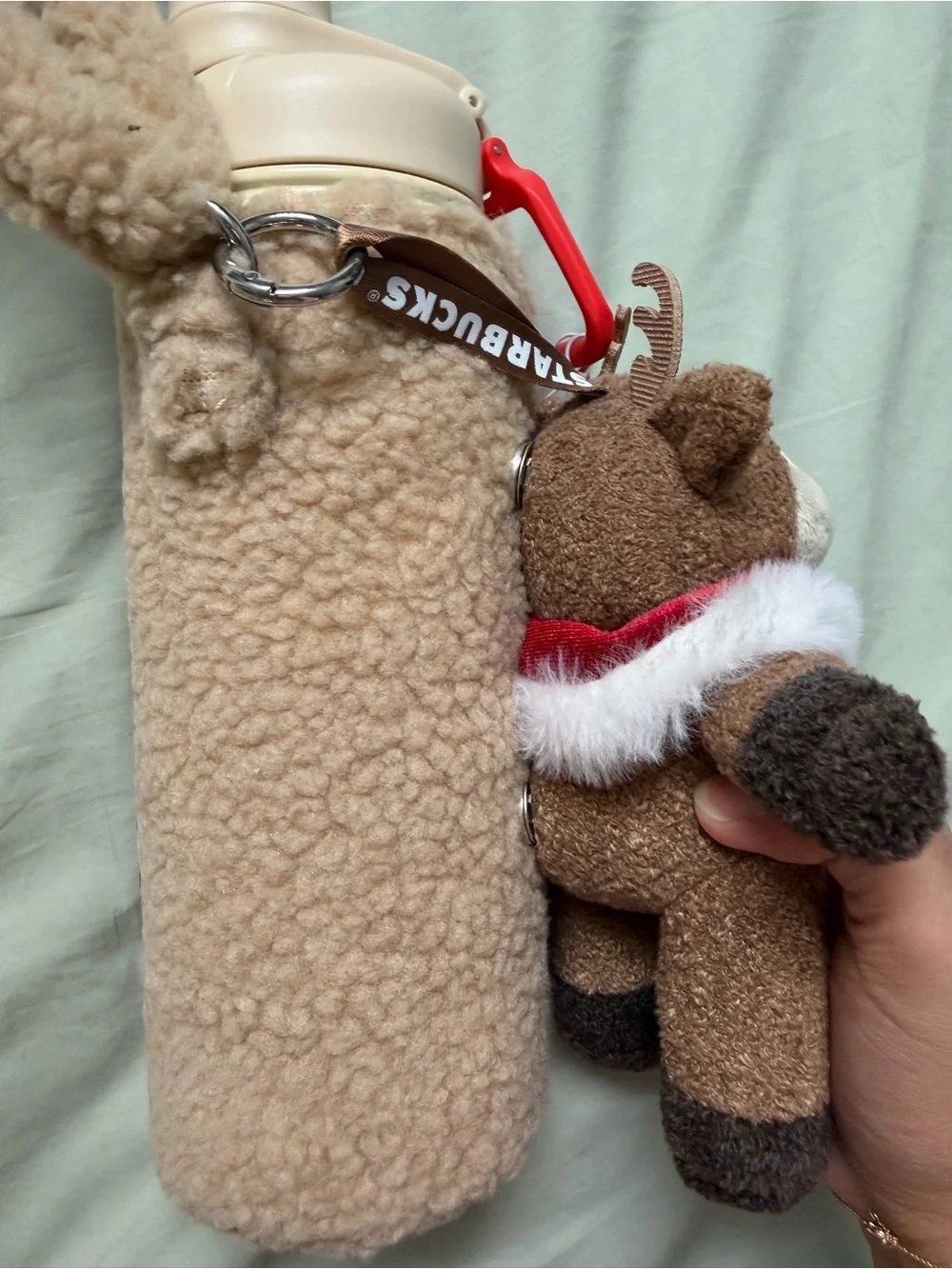 Starbucks Limited Edition Plush Reindeer Bottle Holder and Water Bottle
